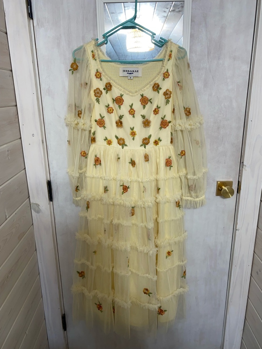 JessaKae Yellow Floral Tiered Tulle Dress